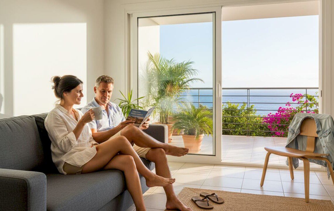 Ein Paar genießt entspannte Tage in einer Ferienwohnung auf Teneriffa.