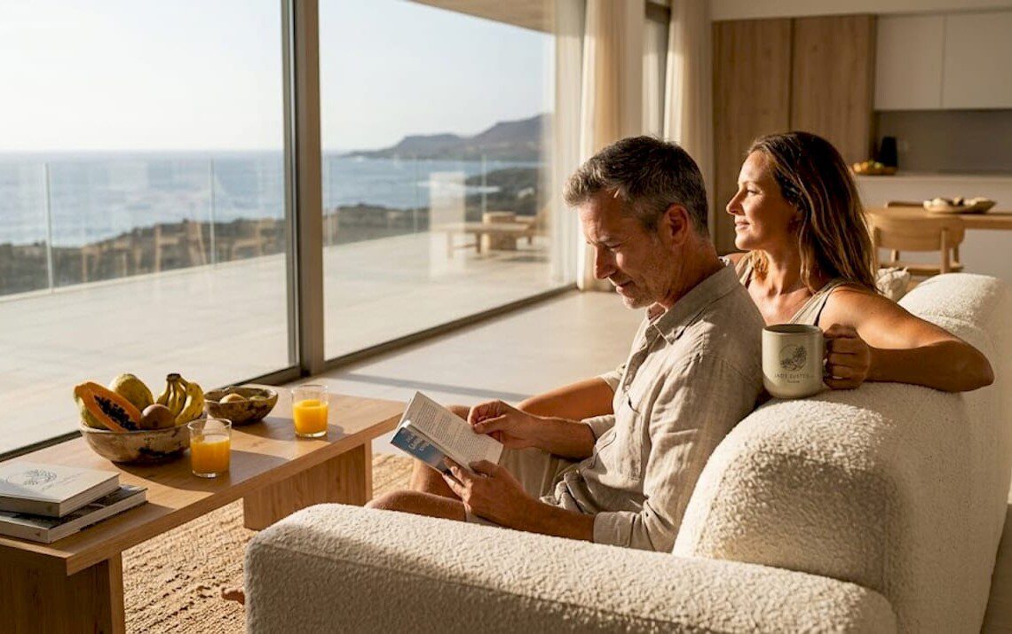 Paar genießt den Urlaub in einer traumhaften Villa mit Meerblick auf Teneriffa