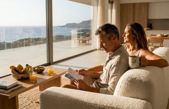 Paar genießt den Urlaub in einer traumhaften Villa mit Meerblick auf Teneriffa