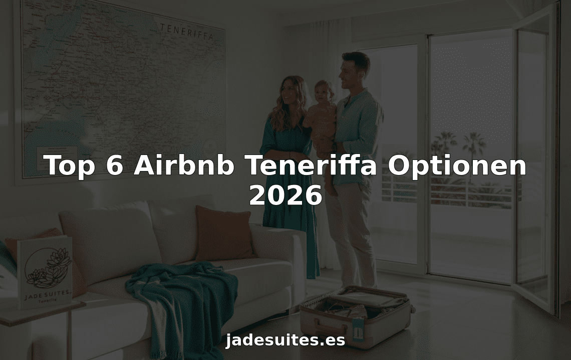 Junge Familie genießt ihren Urlaub auf Teneriffa in einer Ferienwohnung mit sonnigem Balkon